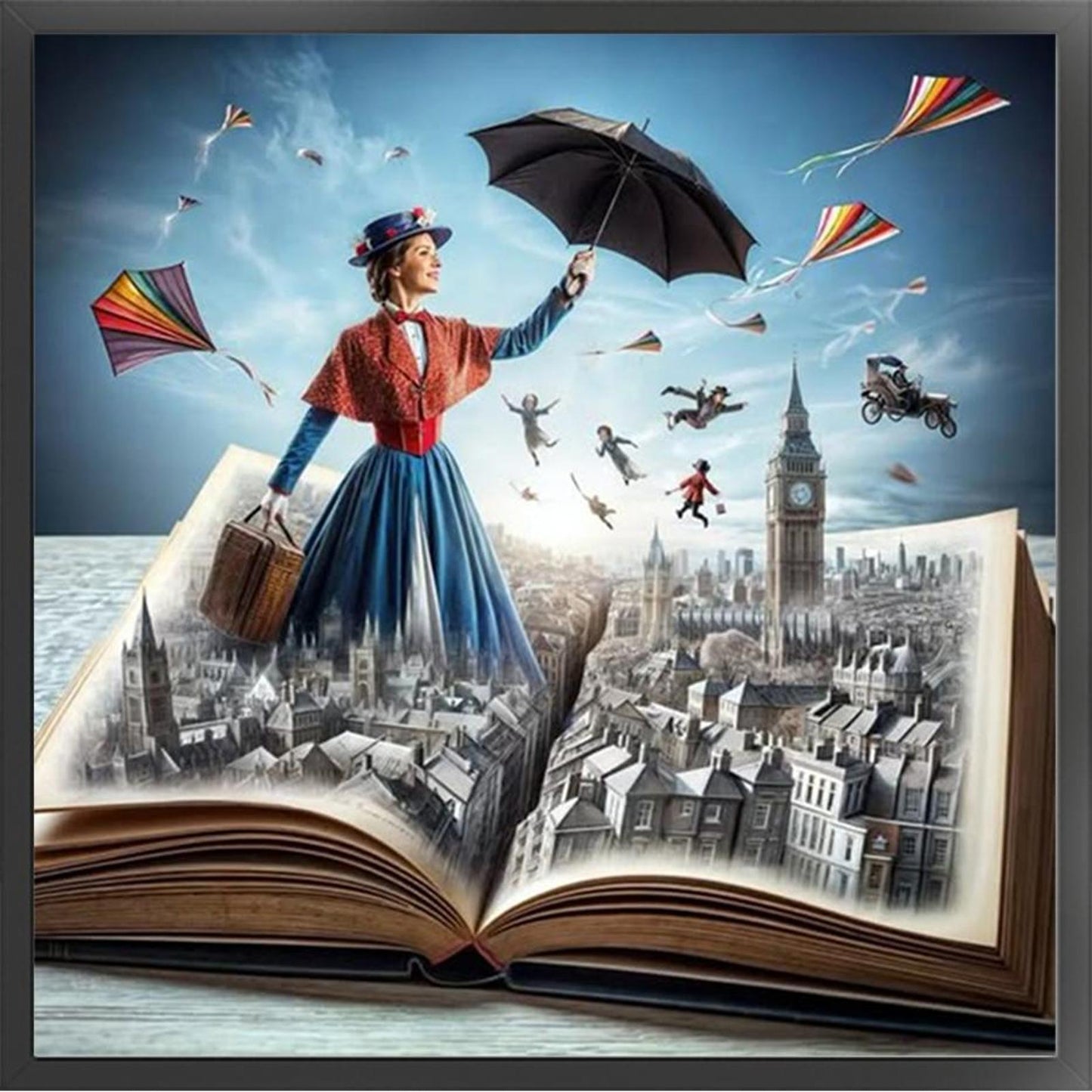 Fairy Tale World In Books - Full 11CT Counted Cross Stitch 50x50CM - Huacan