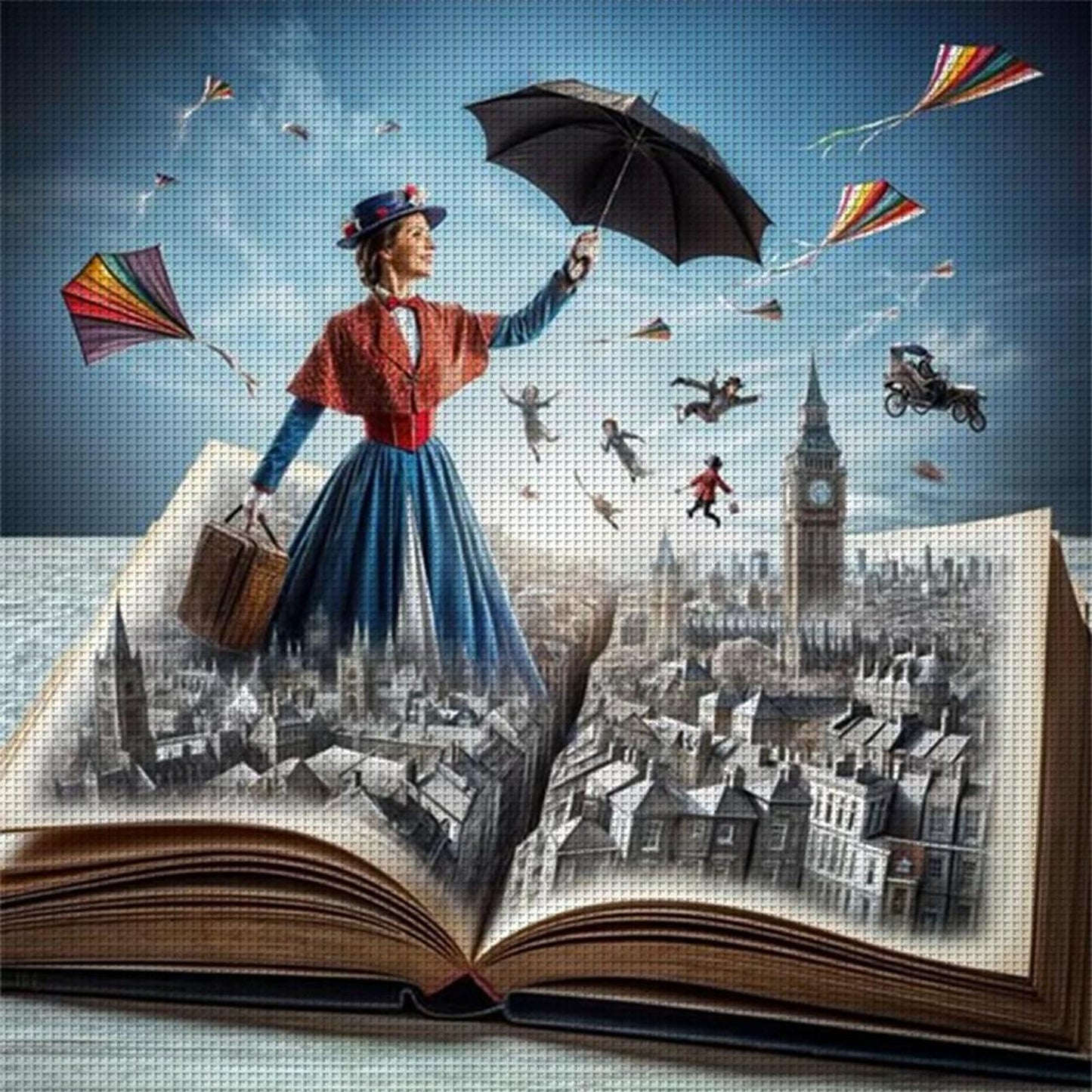 Fairy Tale World In Books - Full 11CT Counted Cross Stitch 50x50CM - Huacan