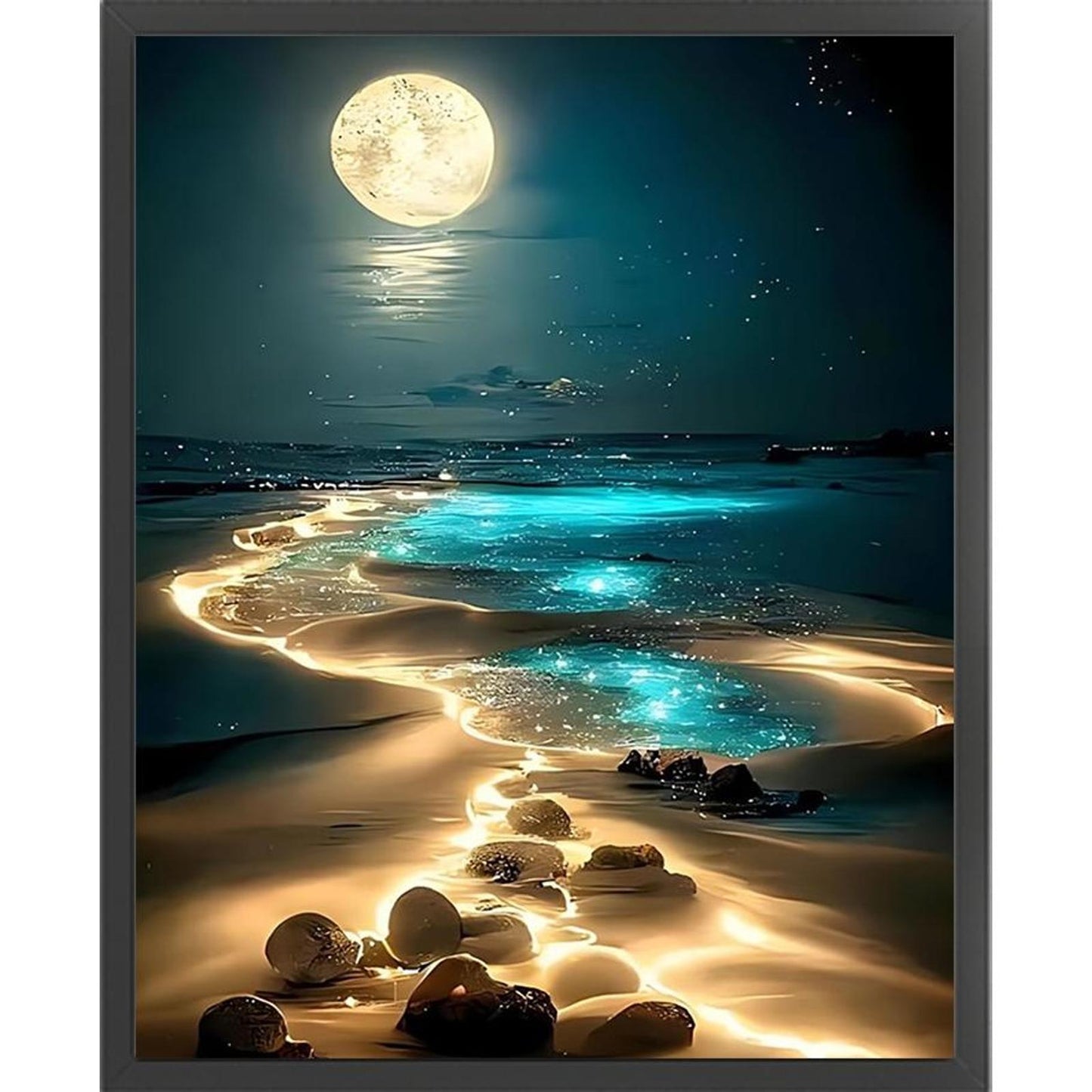 Fluorescent Beach - Full 11CT Stamped Cross Stitch 40x50CM - Yishu