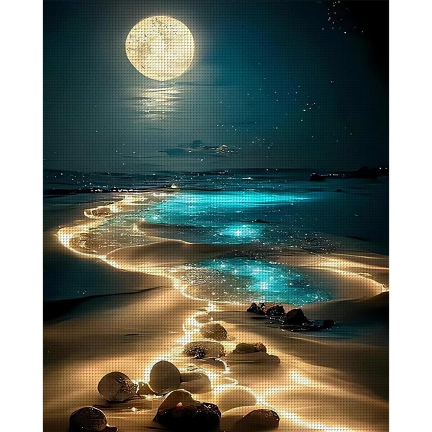 Fluorescent Beach - Full 11CT Stamped Cross Stitch 40x50CM - Yishu