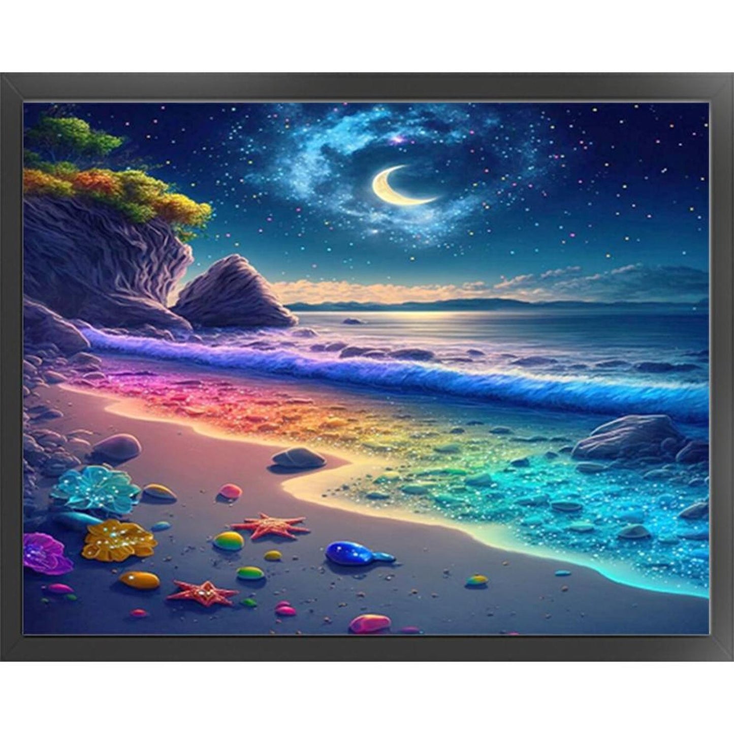 Colorful Waves And Beach - Full 11CT Stamped Cross Stitch 50x40CM - Yishu