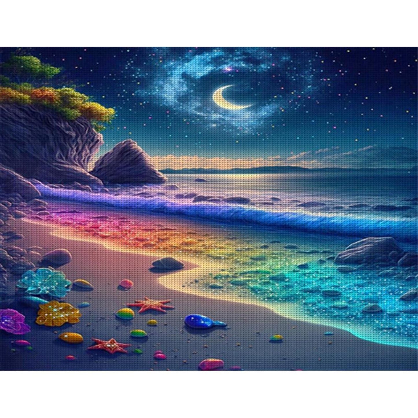 Colorful Waves And Beach - Full 11CT Stamped Cross Stitch 50x40CM - Yishu