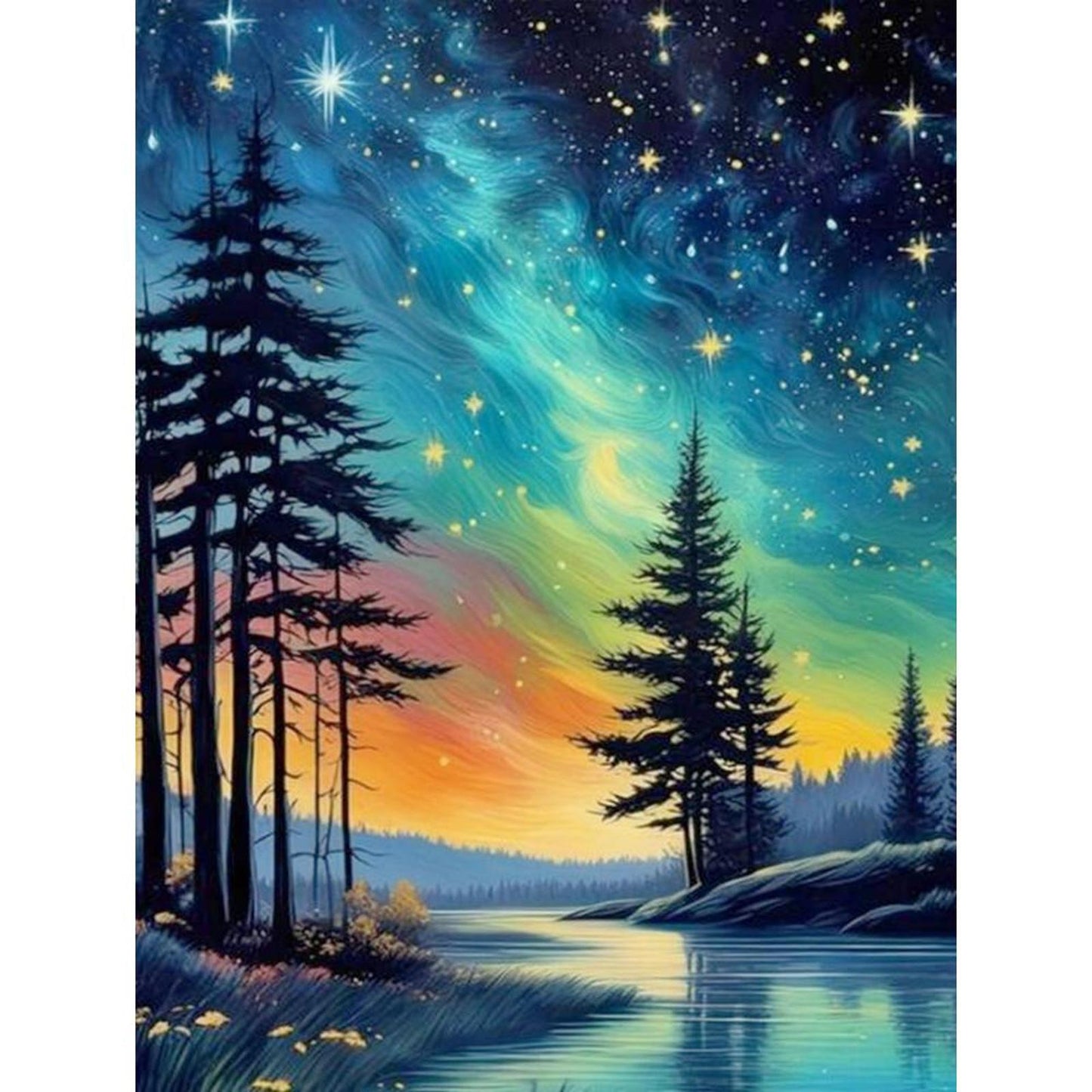 Colorful Starry Sky - Full 11CT Stamped Cross Stitch 40x53CM - Yishu