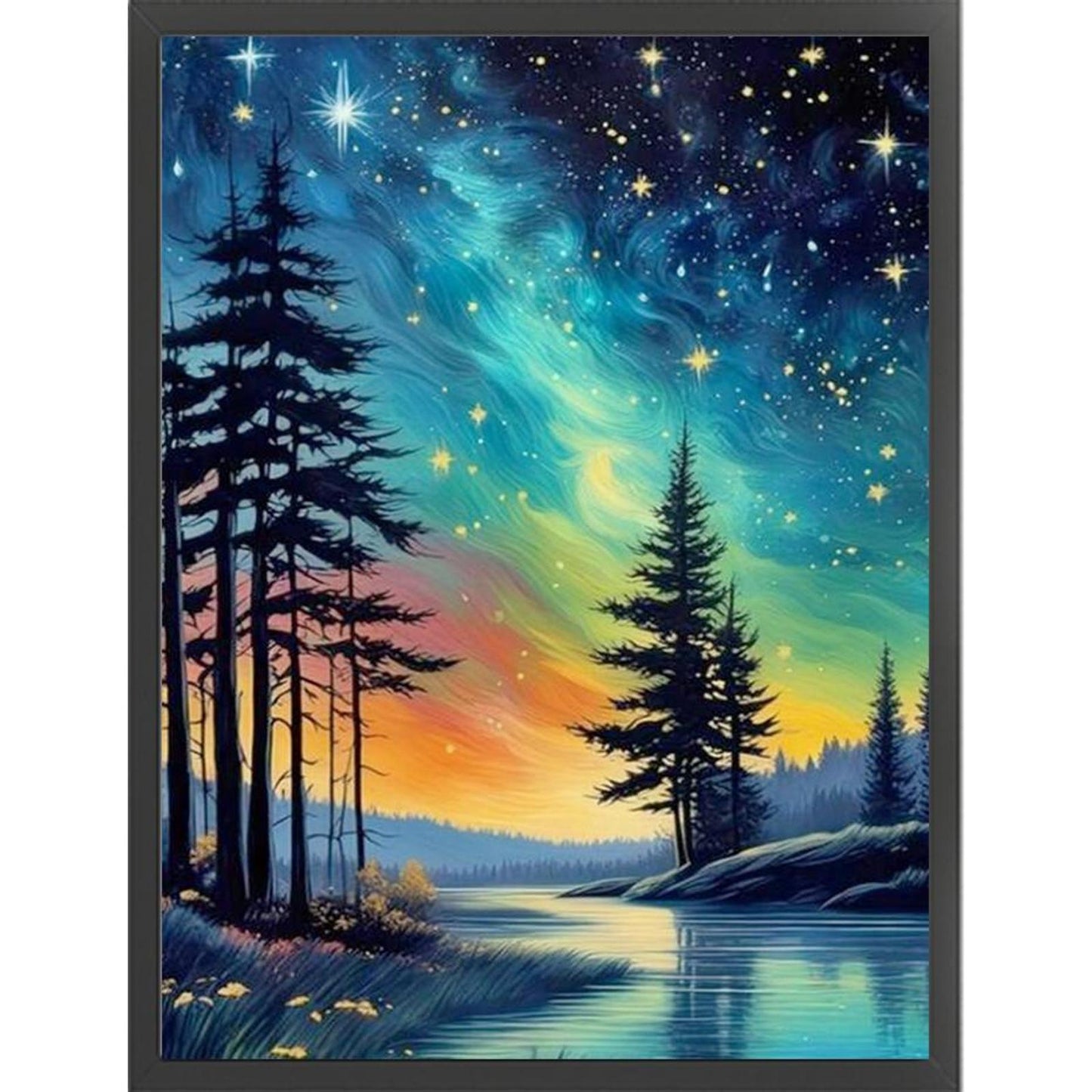 Colorful Starry Sky - Full 11CT Stamped Cross Stitch 40x53CM - Yishu