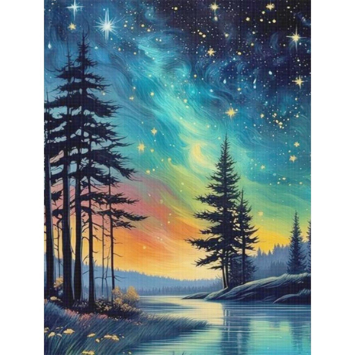 Colorful Starry Sky - Full 11CT Stamped Cross Stitch 40x53CM - Yishu