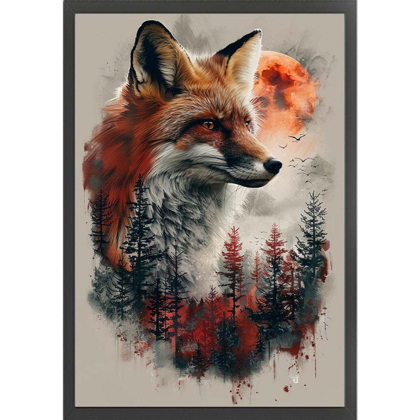 Fox Silhouette - Full 11CT Stamped Cross Stitch 40x60CM - Huacan