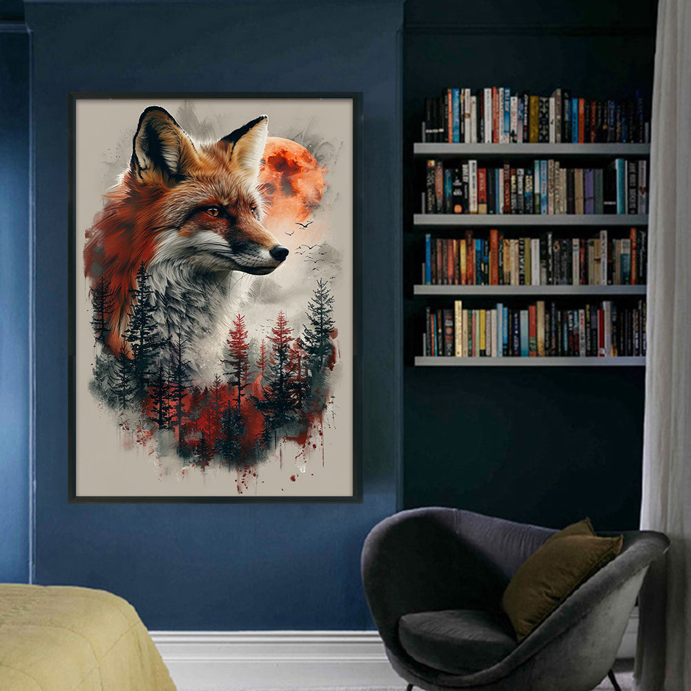 Fox Silhouette - Full 11CT Stamped Cross Stitch 40x60CM - Huacan