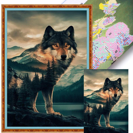 Forest Wolf - Full 11CT Stamped Cross Stitch 40x60CM - Huacan