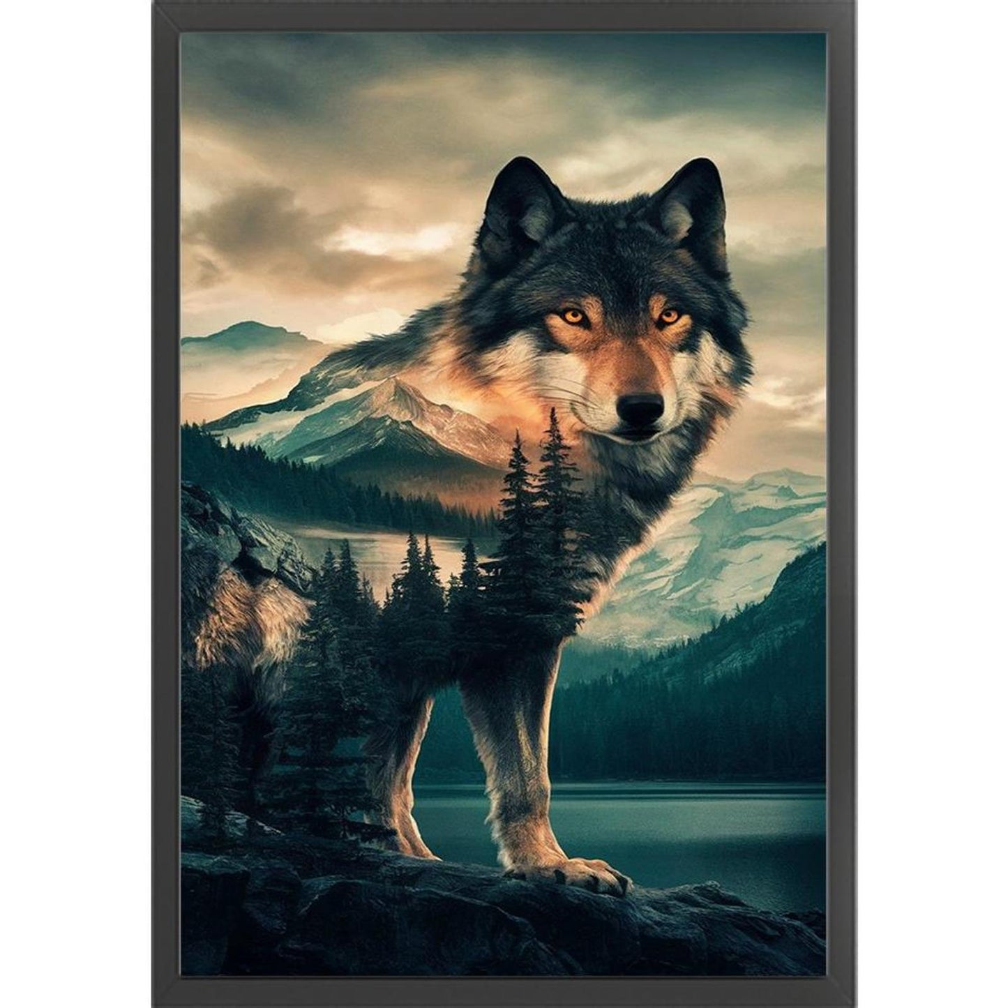 Forest Wolf - Full 11CT Stamped Cross Stitch 40x60CM - Huacan