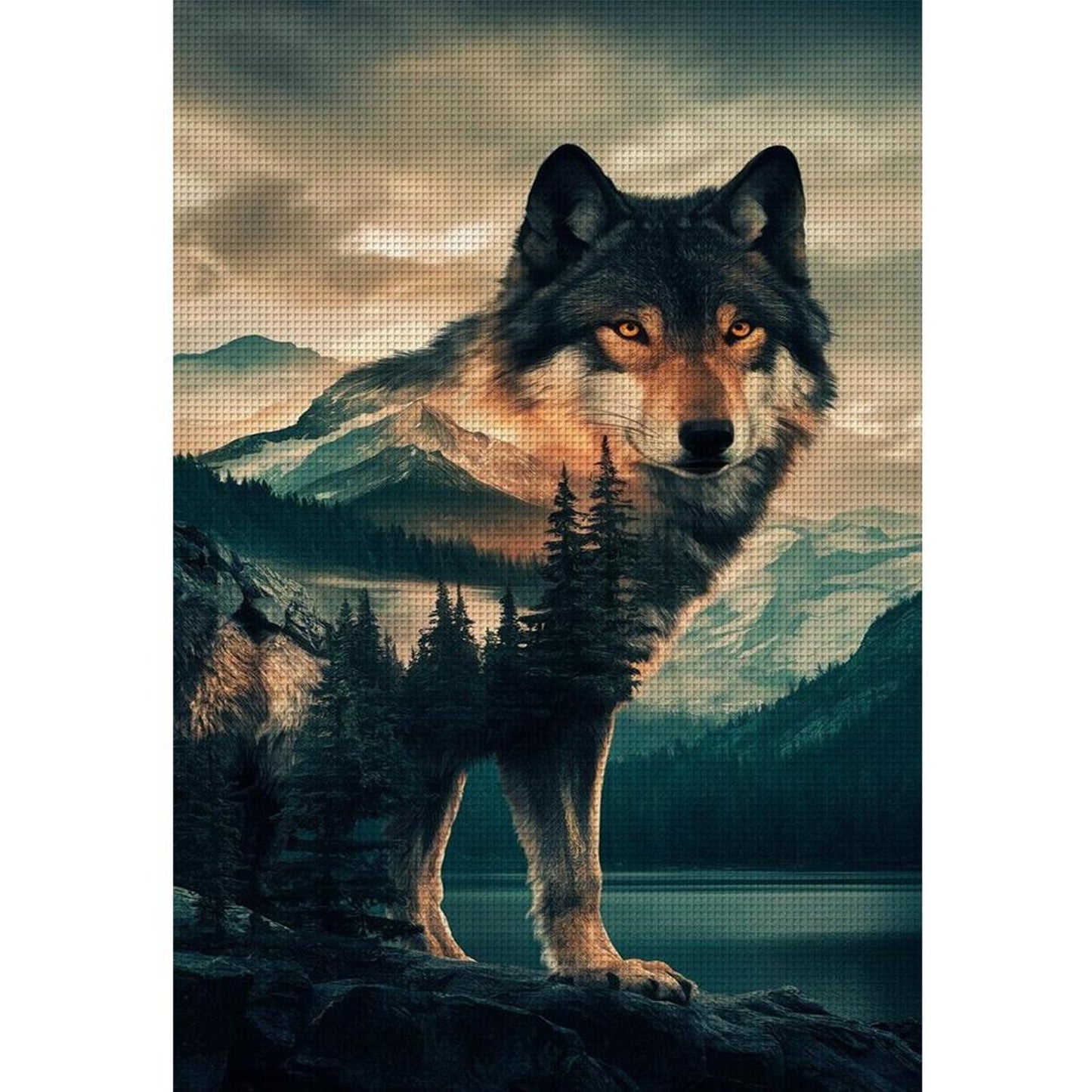 Forest Wolf - Full 11CT Stamped Cross Stitch 40x60CM - Huacan