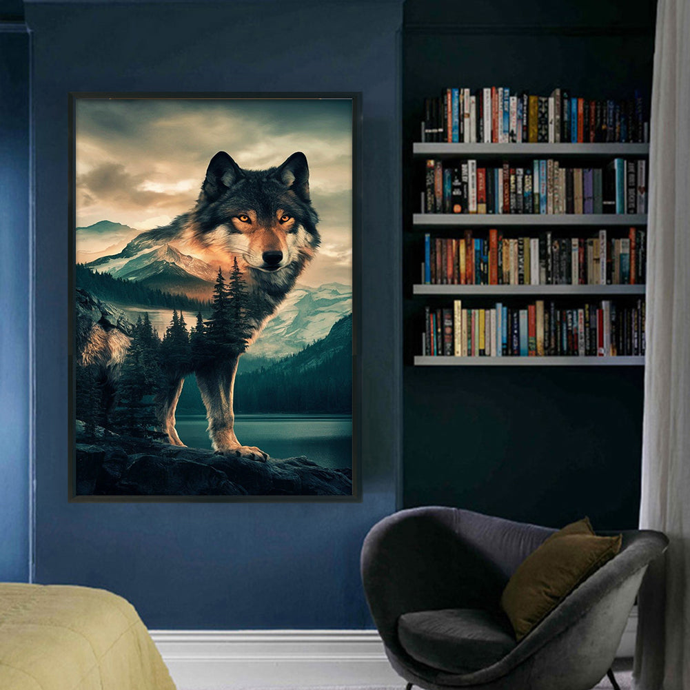 Forest Wolf - Full 11CT Stamped Cross Stitch 40x60CM - Huacan
