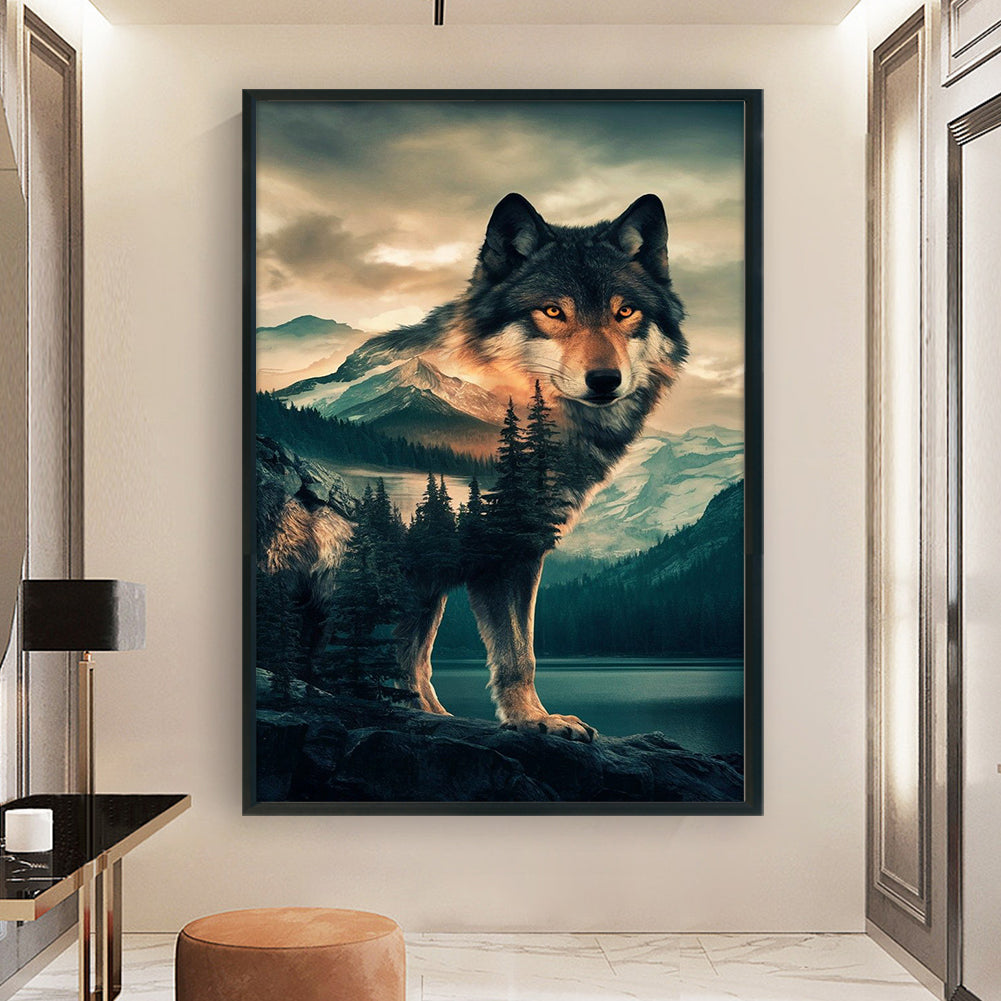 Forest Wolf - Full 11CT Stamped Cross Stitch 40x60CM - Huacan