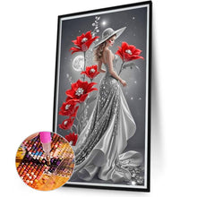 Load image into Gallery viewer, Red Flower Moon Lady-Woman 40*70CM(Canvas) Full Round Drill Diamond Painting
