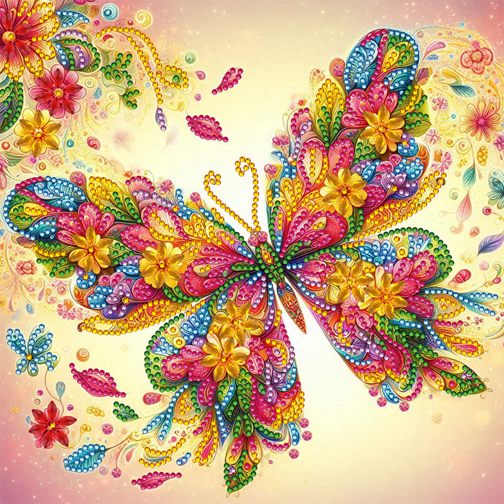 Butterfly 30*30CM(Canvas) Partial Special Shaped Drill Diamond Painting