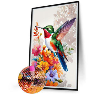 Flower Hummingbird 40*60CM(Canvas) Full Round Drill Diamond Painting