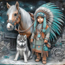 Load image into Gallery viewer, Indian Child 40*40CM(Canvas) Full Round Drill Diamond Painting
