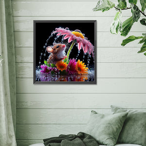 Mouse Under The Flower 30*30CM(Canvas) Full Round Drill Diamond Painting