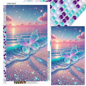 Transparent Butterfly On The Beach 40*70CM(Canvas) Full Round Drill Diamond Painting