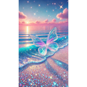 Transparent Butterfly On The Beach 40*70CM(Canvas) Full Round Drill Diamond Painting