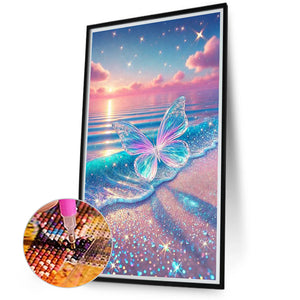 Transparent Butterfly On The Beach 40*70CM(Canvas) Full Round Drill Diamond Painting