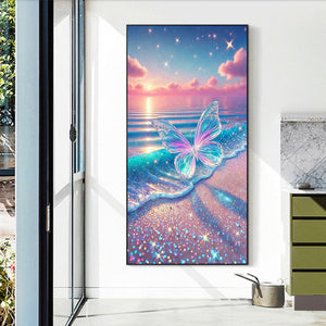 Transparent Butterfly On The Beach 40*70CM(Canvas) Full Round Drill Diamond Painting
