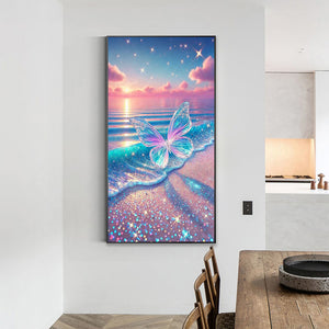 Transparent Butterfly On The Beach 40*70CM(Canvas) Full Round Drill Diamond Painting