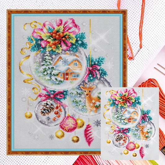 Christmas Crystal Ball - Full 11CT Counted Cross Stitch 40x50CM - Huacan