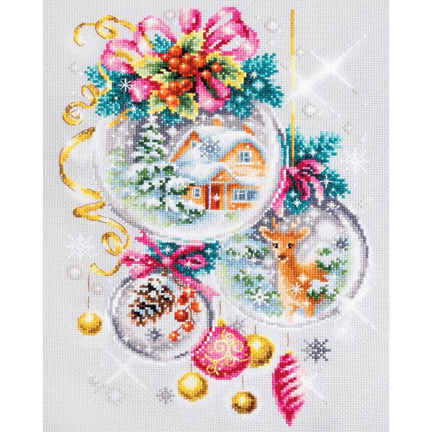 Christmas Crystal Ball - Full 11CT Counted Cross Stitch 40x50CM - Huacan
