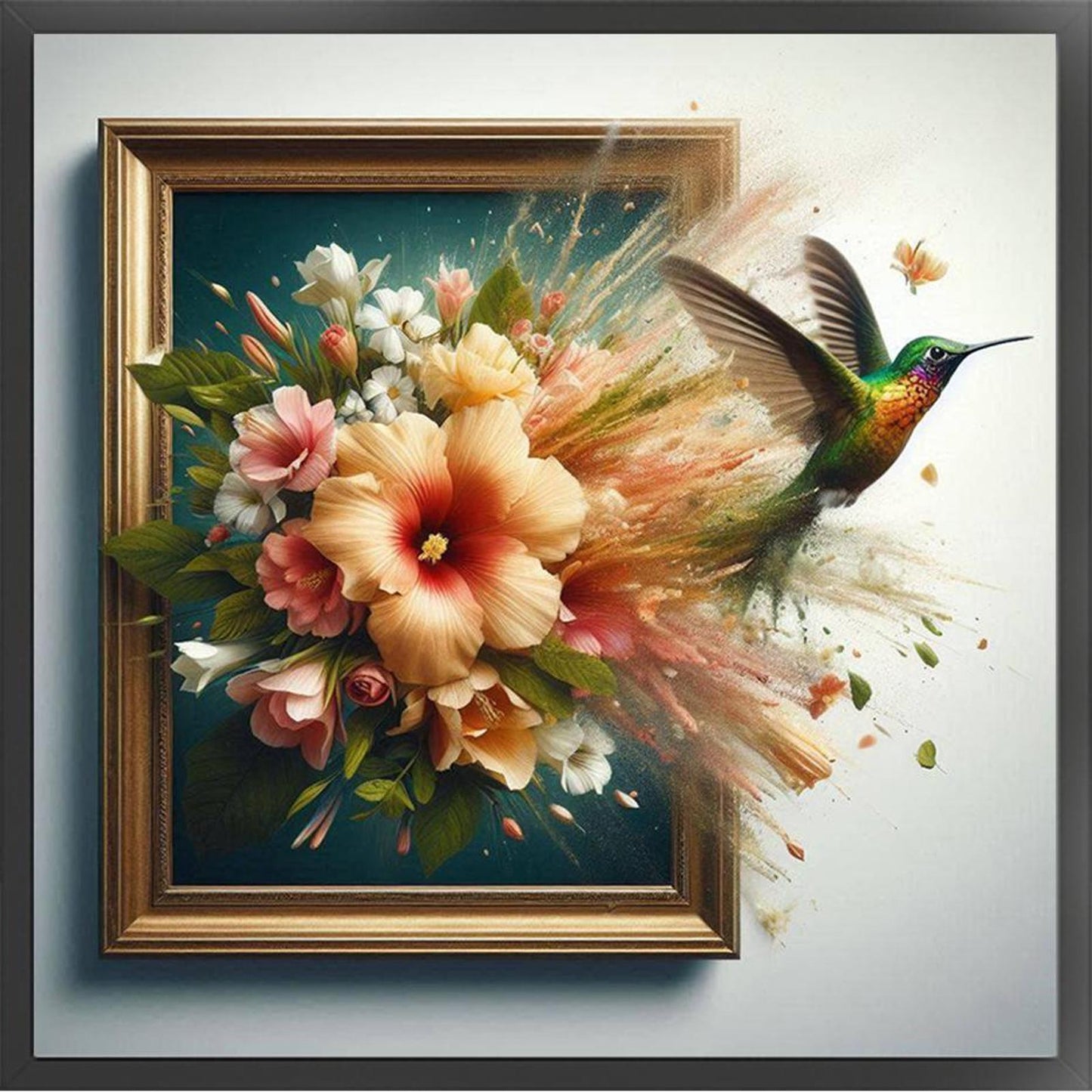 Hummingbird Out Of Frame - Full 14CT Stamped Cross Stitch 40x40CM - Huacan