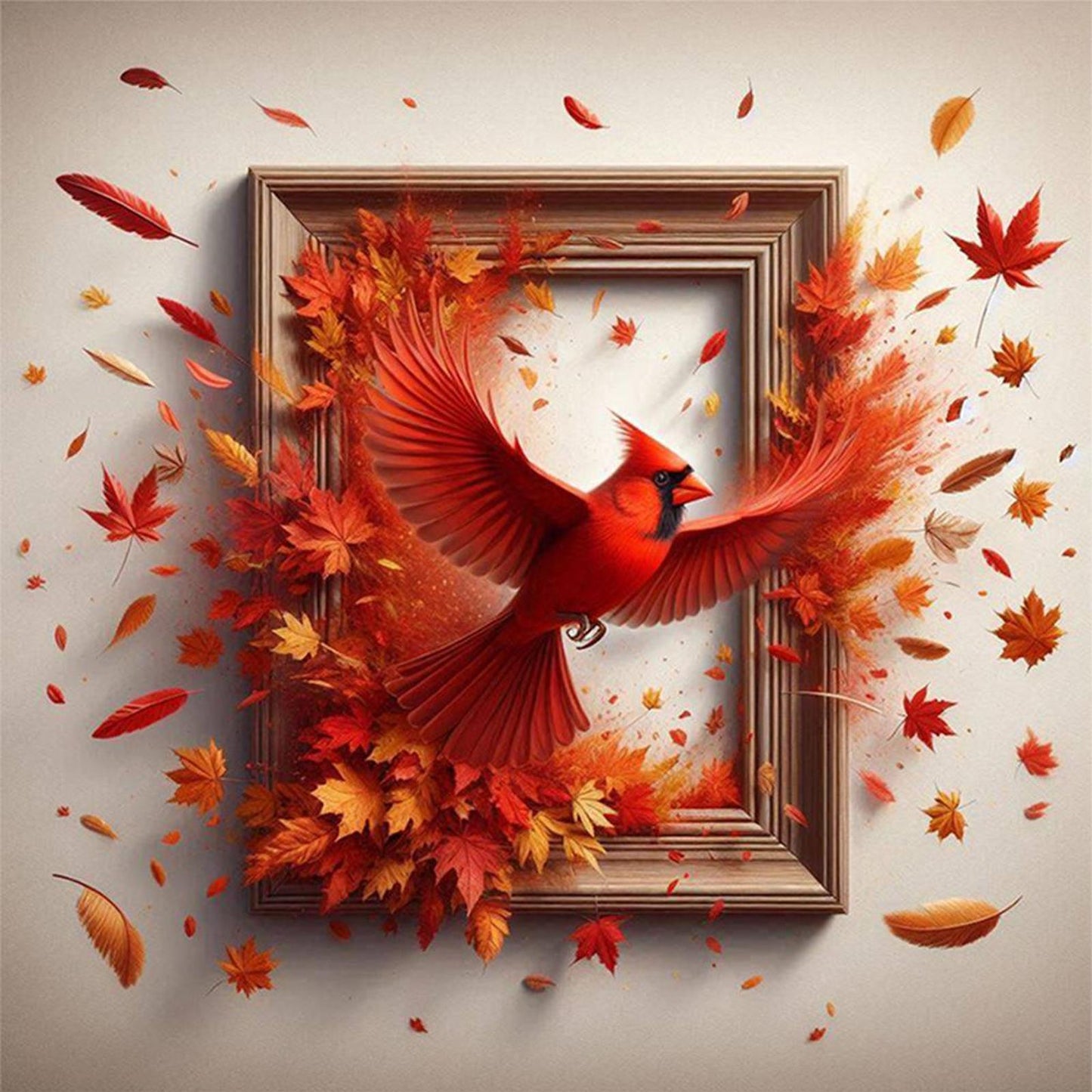 Cardinal Out Of Frame - Full 14CT Stamped Cross Stitch 40x40CM - Huacan