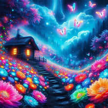 Load image into Gallery viewer, Butterfly House At Night 30*30CM(Canvas) Full Round Drill Diamond Painting
