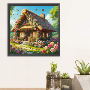 Flower Scented Butterfly House 30*30CM(Canvas) Full Round Drill Diamond Painting