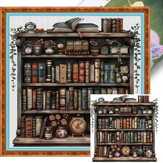 Bookshelf - Full 11CT Stamped Cross Stitch 50x50CM - Yishu