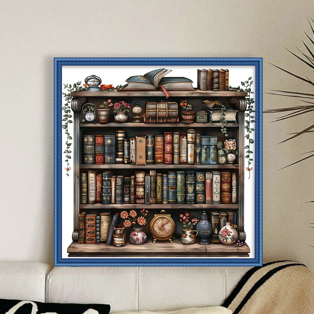 Bookshelf - Full 11CT Stamped Cross Stitch 50x50CM - Yishu