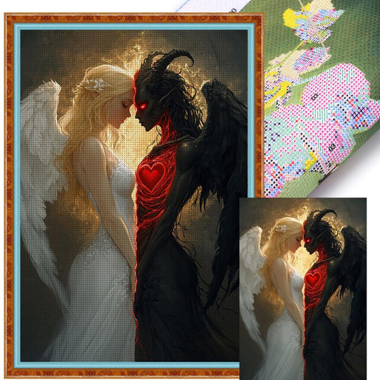 Angel And Devil - Full 14CT Stamped Cross Stitch 40x60CM - Huacan