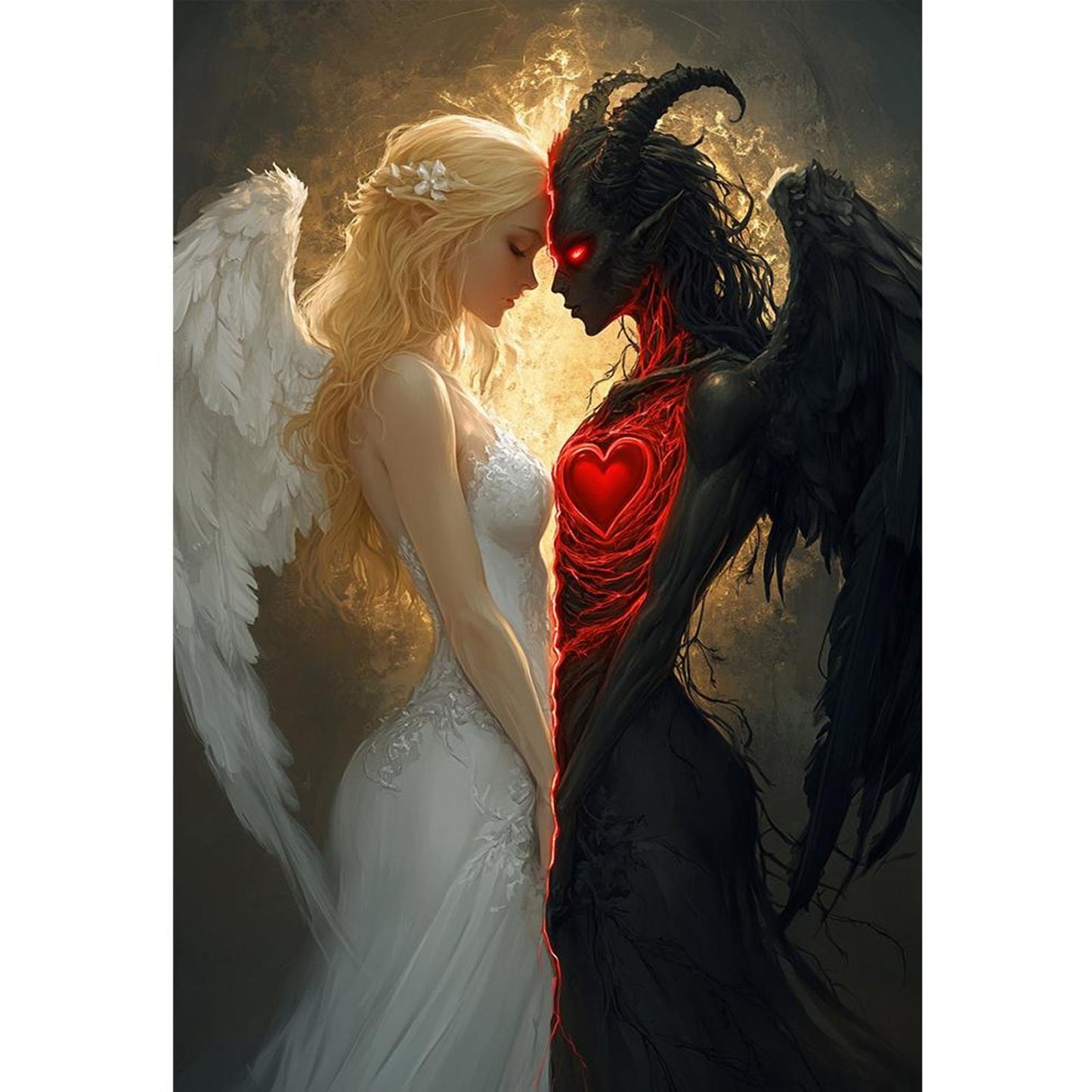 Angel And Devil - Full 14CT Stamped Cross Stitch 40x60CM - Huacan
