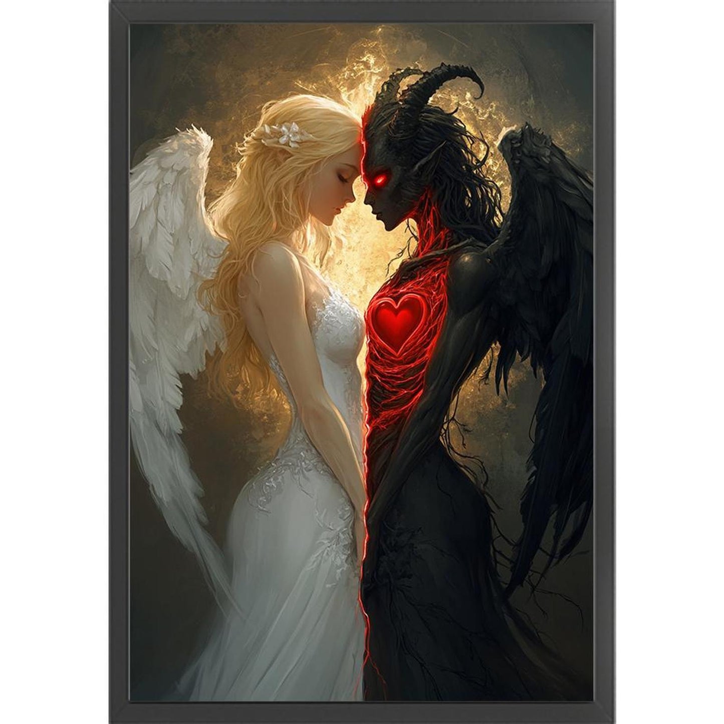 Angel And Devil - Full 14CT Stamped Cross Stitch 40x60CM - Huacan