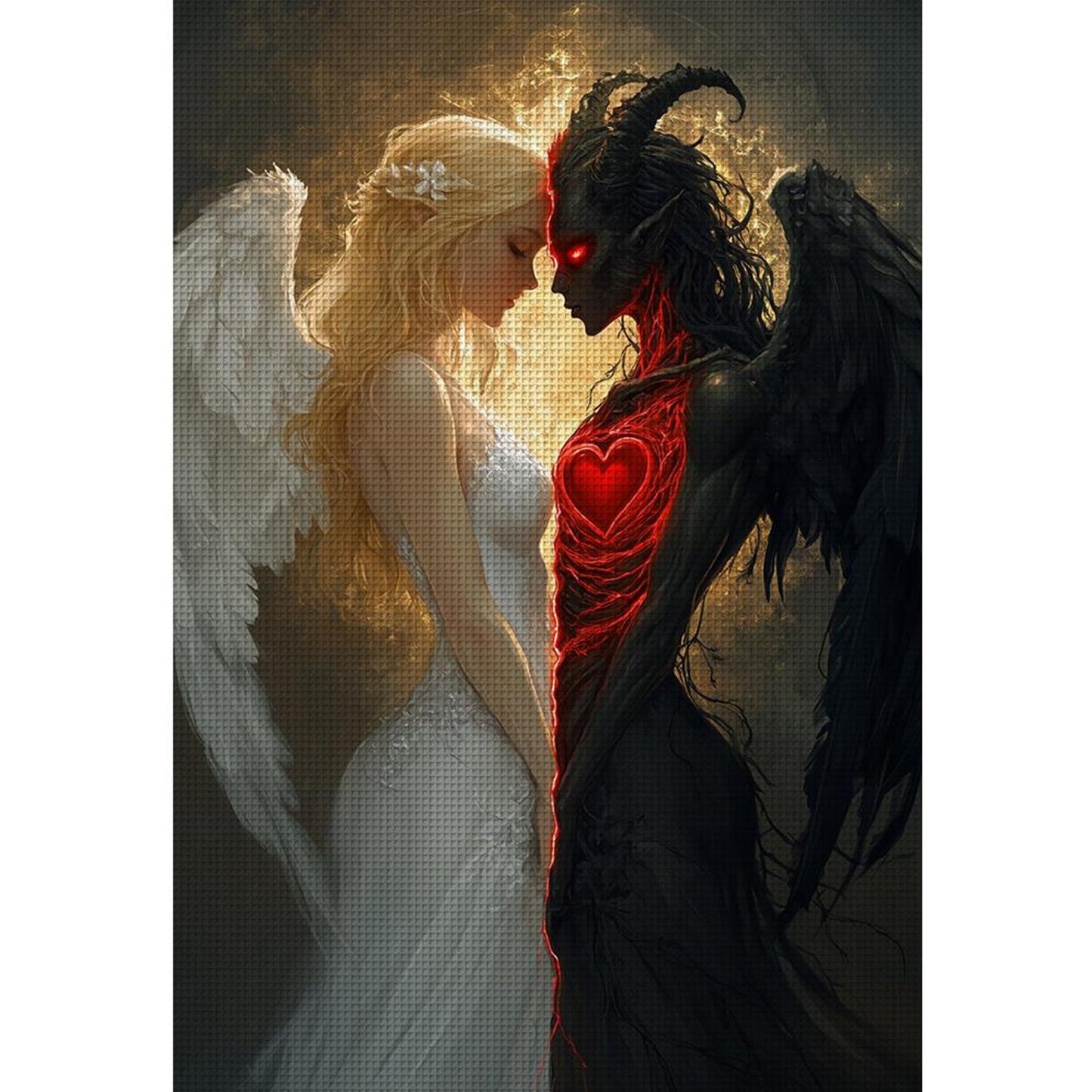 Angel And Devil - Full 14CT Stamped Cross Stitch 40x60CM - Huacan