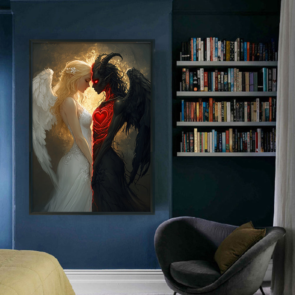 Angel And Devil - Full 14CT Stamped Cross Stitch 40x60CM - Huacan
