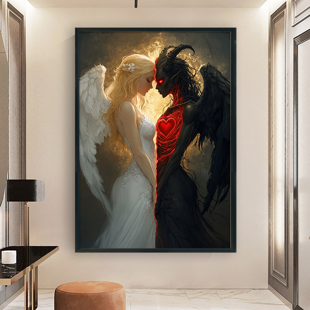 Angel And Devil - Full 14CT Stamped Cross Stitch 40x60CM - Huacan