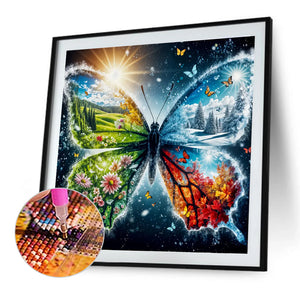 Four Seasons Butterfly 30*30CM(Canvas) Full Round Drill Diamond Painting