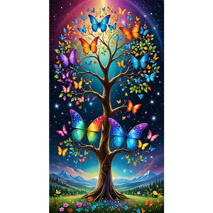 Butterfly Tree 40*70CM(Canvas) Full Round Drill Diamond Painting