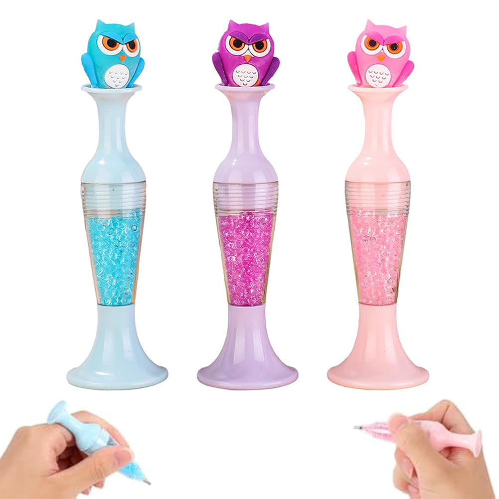 3Pcs Vase Shape Diamond Painting Pen Multi-Function for Beginners (Owl Vase)