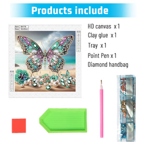Beach Butterfly 30*30CM(Canvas) Partial Special Shaped Drill Diamond Painting