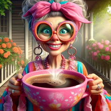 Load image into Gallery viewer, Coffee Grandma 40*40CM(Canvas) Full Round Drill Diamond Painting
