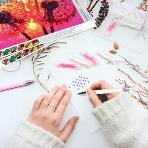Diamond Painting Pen with Wax Refillable Wax Pen for Diamond Art Nail DIY (A)