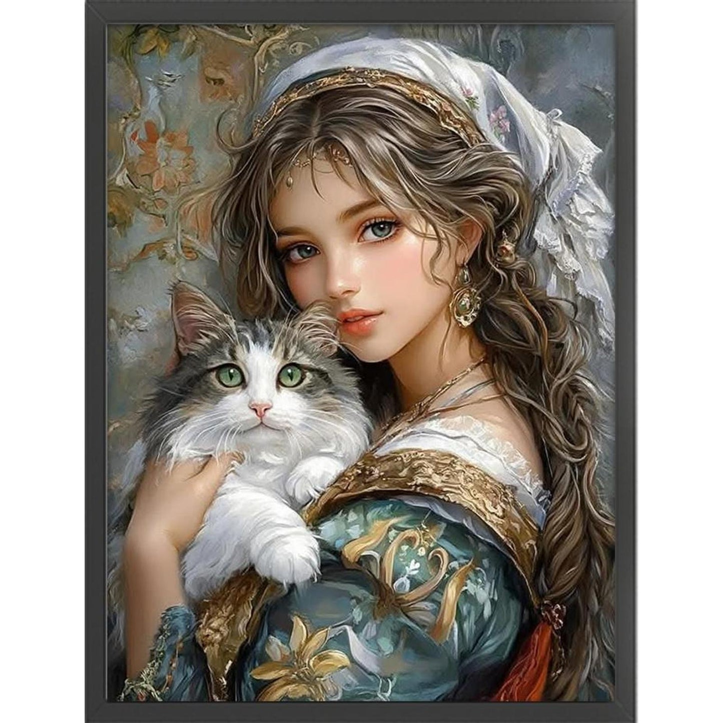 Cat Girl - Full 14CT Stamped Cross Stitch 45x60CM - Huacan