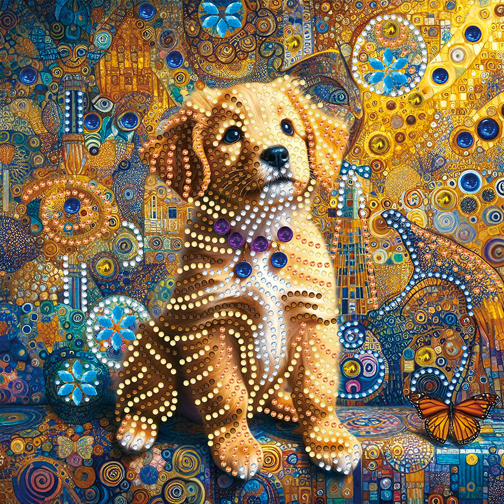 Butterfly Puppy 30*30CM(Canvas) Partial Special Shaped Drill Diamond Painting