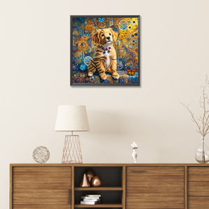 Butterfly Puppy 30*30CM(Canvas) Partial Special Shaped Drill Diamond Painting