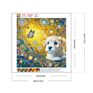 Butterfly Puppy 30*30CM(Canvas) Partial Special Shaped Drill Diamond Painting